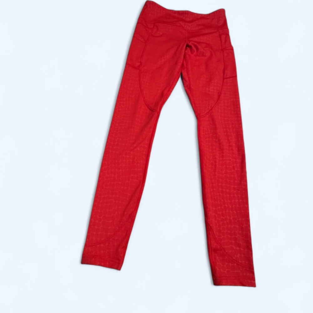 ZYIA Bold Red Women's Leggings snake print design side pockets